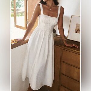 Commense Corset Midi Dress Coastal Cowgirl Milkmaid Cottage White Size Small